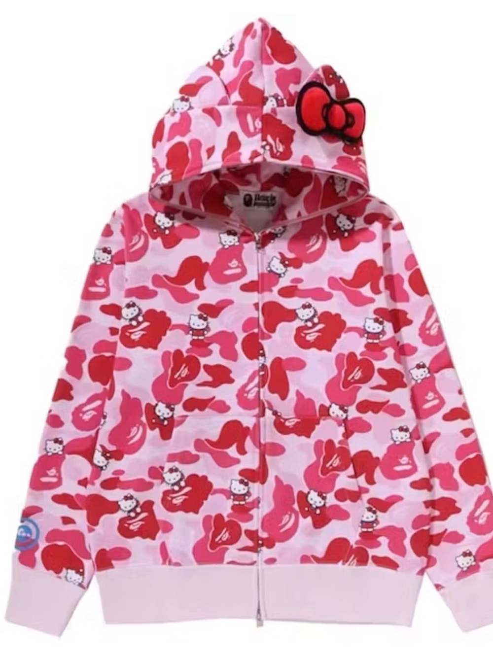 Bape Adult Pink & Red Camo Hello Kitty Zip Hoodie